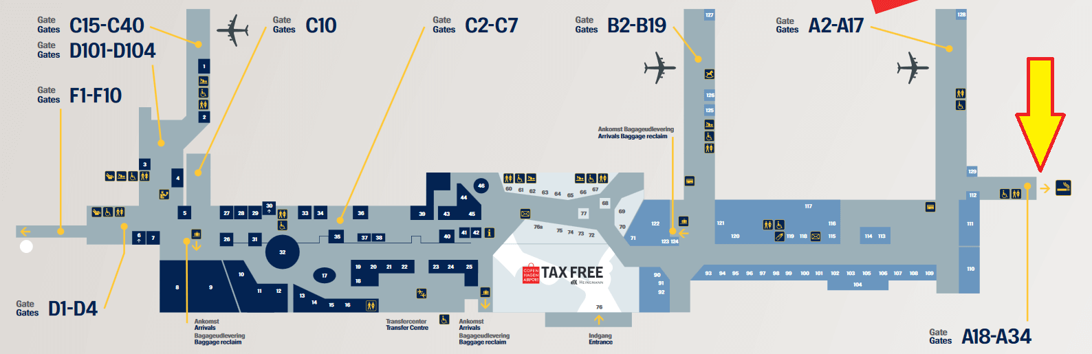 Copenhagen Airport Terminal Map